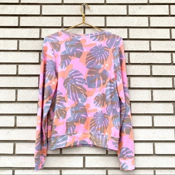 Wildfox Sommers Tropic Camo Palm Leaf Sweatshirt Pink Orange Stars Small NWT - Picture 8 of 8